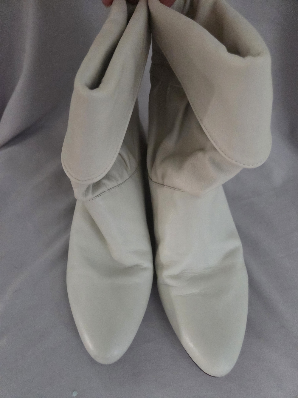 Frye Fold-Over Ankle Boots in Light Cream